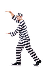 Convict criminal in striped uniform