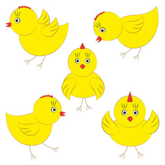 Vector cute yellow chicks