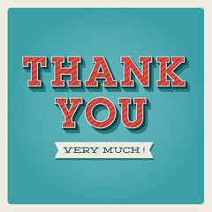 Thank you card, with font, typography and ribbon