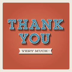 Thank you card, with font, typography and ribbon