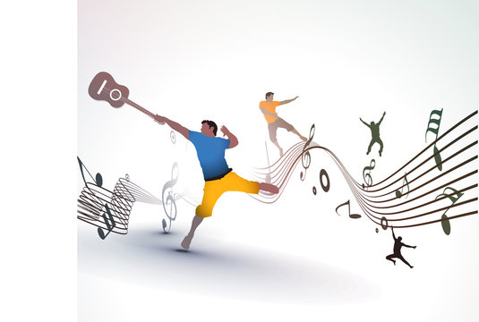 Rockstar playing on guitar, vector