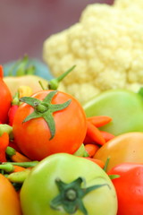 Vegetables Tomato chili and cauliflower