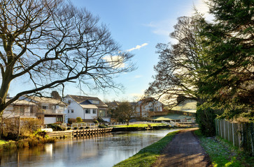 Fototapeta na wymiar View of Lancaster Canal at Bolton-Le-Sands