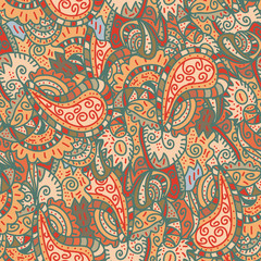 Naklejka premium Vector seamless wave hand-drawn retro pattern