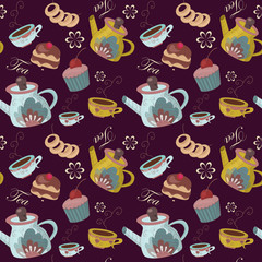 Pattern tea and cupcakes