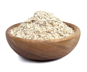 a bowl of oats isolated on white