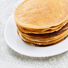 White plate with pancakes