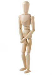 Wooden Mannequin Covering His Private Parts