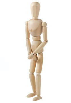 Wooden Mannequin Covering His Private Parts