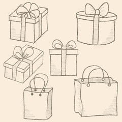 Gift boxes and gift bags.