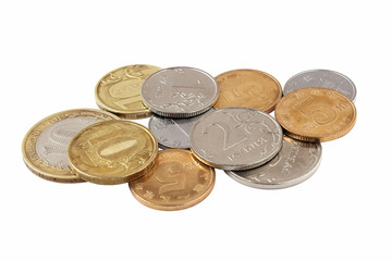 Coins on white background isolated