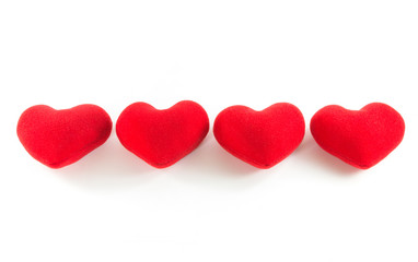 Red hearts in row alignment