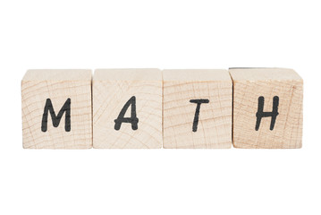 Math Written With Wooden Blocks.