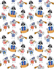 Fototapeta premium Seamless background with mouses pirates