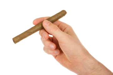 Cigar in hand, isolated