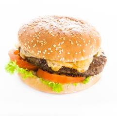 Nahaufnahme eines Burgers, freigestellt