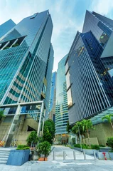 Wandcirkels tuinposter Wolkenkrabbers in het financiële district van Singapore © efired