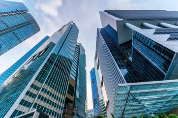 Fotobehang Singapore Wolkenkrabbers in het financiële district van Singapore