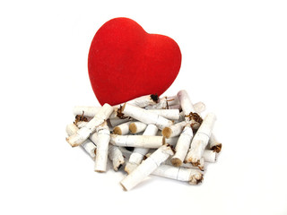 Heart and stubs  Harm of smoking