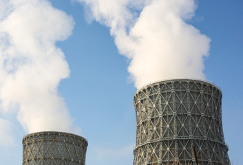 chimney power plant against