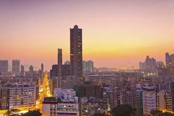 Fototapeta na wymiar Hong Kong downtown at sunset