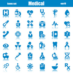 medical icons blue reflex