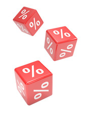 Three red dice marked with percentage symbol