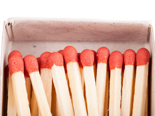 Close-up of a red matches isolated on a white background