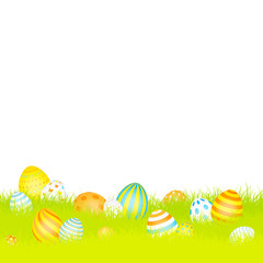 Easter Background Meadow Eggs Blue