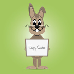 easter bunny hold signboard green background