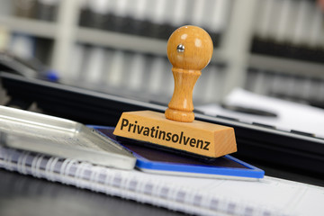 Stempel mit Schriftzug Privatinsolvenz