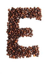 E - alphabet from coffee beans