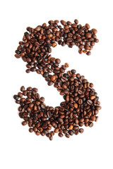 S - alphabet from coffee beans