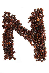 N - alphabet from coffee beans