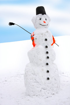 snowman with warning vest