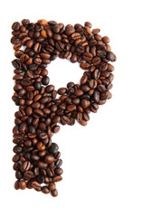 P - alphabet from coffee beans