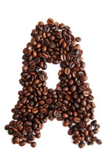 A - alphabet from coffee beans