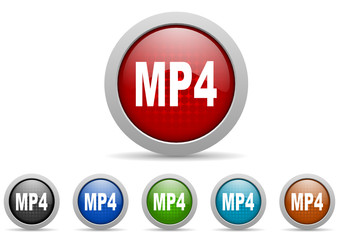 mp4 vector icon set
