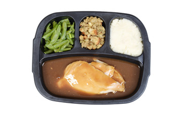 top view turkey tv dinner