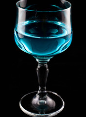 Blue drinks on a black background