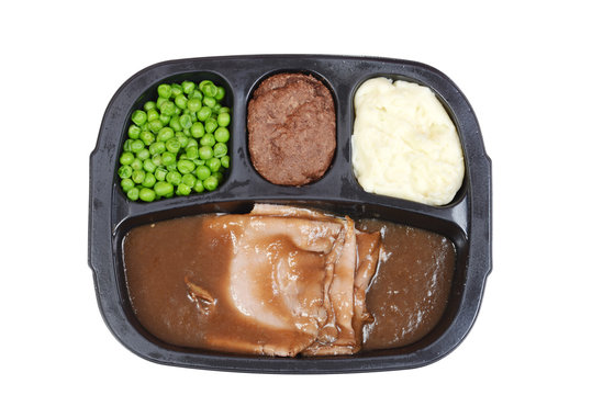 Top View Roast Beef Tv Dinner