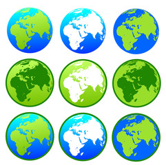 Vector Earth globes  isolated on white background