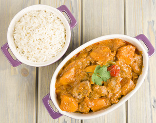 Lamb & sweet potato peanut stew & rice. Caribbean & African food