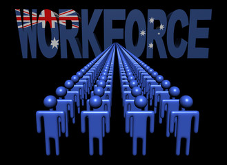 lines of people with workforce Australia flag text illustration