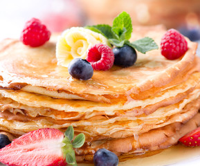 Pancake. Crepes With Berries. Pancakes stack