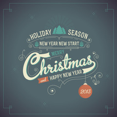 Merry Christmas Greeting Card with calligraphy elements