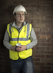 construction worker / builder on coffee break