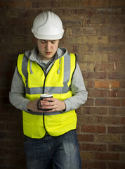 construction worker / builder on coffee break