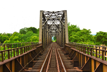 Old railway  black bridge in lampang, Thailand