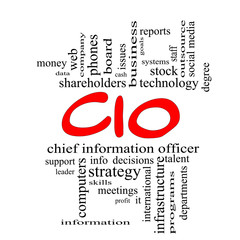 CIO Word Cloud Concept in red caps